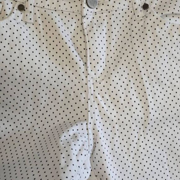 Andrea Jovine Polka Dot Skinny Jeans Women's Size 8 White Black Stretch Denim - Picture 9 of 15
